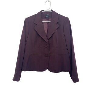 East 5th Womens Two Button Front Blazer Jacket 14P Petite Dark Burgundy Lined